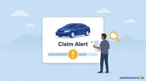 graphic of a man looking at a sign with a car on it