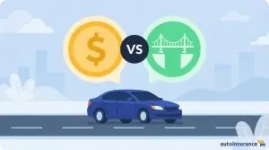 graphic of a car with a dollar sign and a bridge above it
