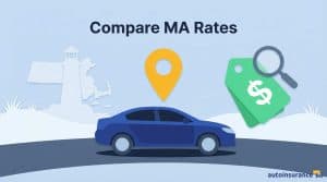 graphic of a car in front of a massachusetts map