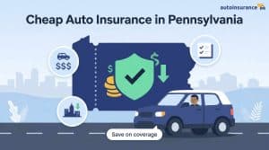 graphic of a car in front of a pennsylvania map with money on it