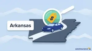 graphic of a car on a road on top of a map of arkansas