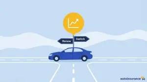 graphic of a car on a road between two signs that say switch and renew