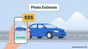 graphic of a car near a hand holding a smartphone