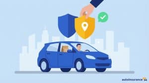 graphic of a car with shield icons above it